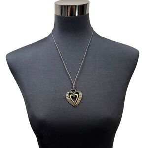 Gold Tone‎ Heart Pendant Necklace Bronze Boho Chic Statement Jewelry 12.5 in L